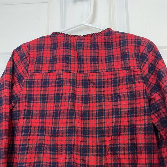 Baby Gap Red Plaid Button Down Ruffle Shirt Size 5/5T Navy Cotton Holiday Kids - Picture 4 of 6